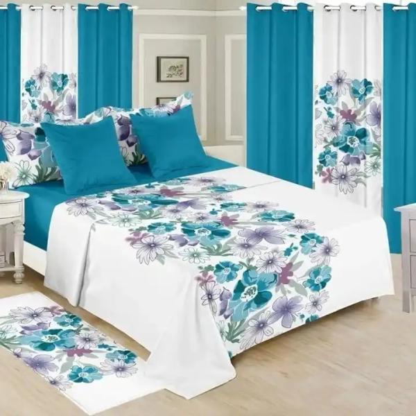 Fashion Red Wedding Flower 13pcs Bedding Set with Customized Size and Matching Curtains