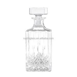 Beverage Industrial Luxury Emboss Square Whisky Glass Bottles with Sophisticated