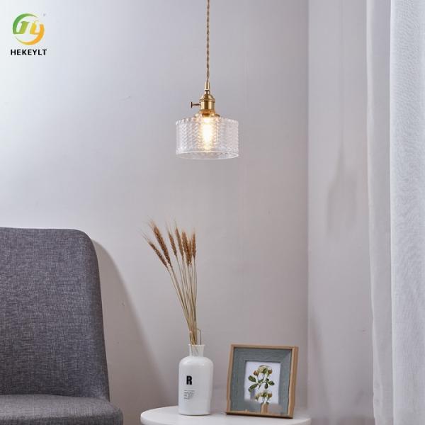 265V Japanese Vintage Hotel Modern Pendant Light Chandelier Glass / Green Glass + Copper E27