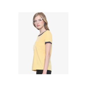 Yellow Ladies' Casual T Shirts , Slim Fit T - Shirt Crew Neck Printing