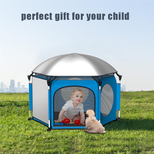 Indoor And Outdoor Folding A Pop Up Play Tent Orange Grey Blue Color