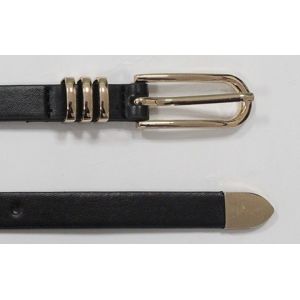 Durable Black Color Womens Waist Belt With Metal Loops & Tip In 1.40cm