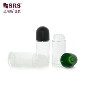 BLPG-C 60ml Clear Transparent Empty Glass Roll On Deodorant Gel Bottle With Logo