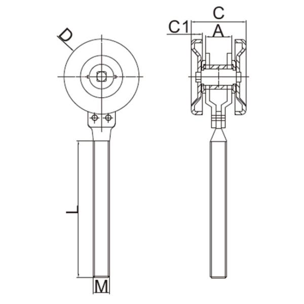 GL49A Steel Hanging Door Roller Track With Bearing Rail Track 2 Wheels Roller 55mm