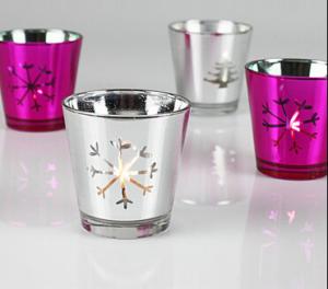China Silver Electroplating Candle Glass Cups Decorative For Restaurants Churches on sale