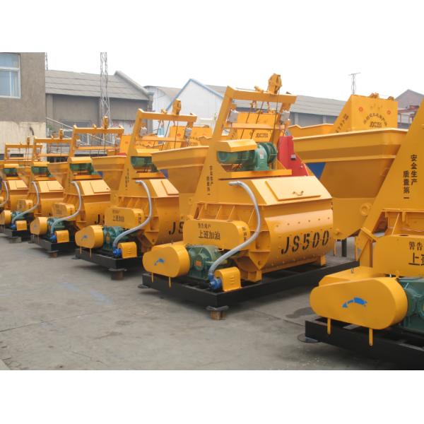 Portable Mini Twin Shaft Concrete Mixer JS500 With Skip Hoist Charging System