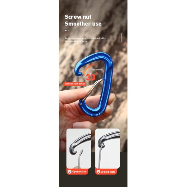 22KN Aluminum Carabiner for Outdoor Activity Hooks and Hammock Clip in Heavy Industry