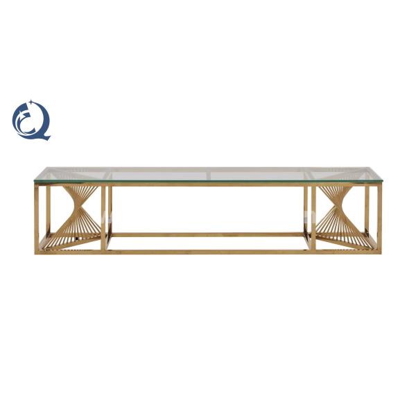 Buy Gold Silver OEM Stainless Steel TV Stand With 12mm Tempered Glass at wholesale prices