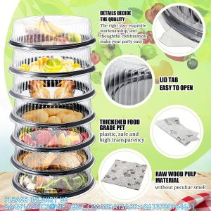 Disposable Catering Trays With Lids Serving Trays Black Plastic Round Platters