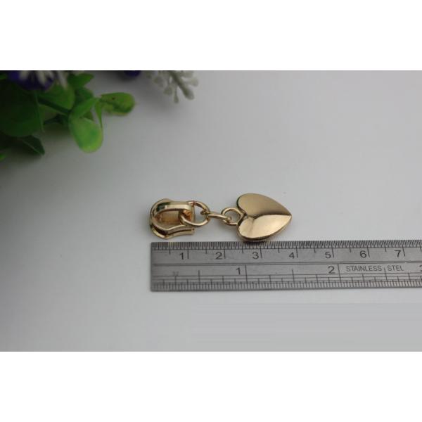 High grade small style bag metal accessories light gold heart shape zipper puller with slider 5#