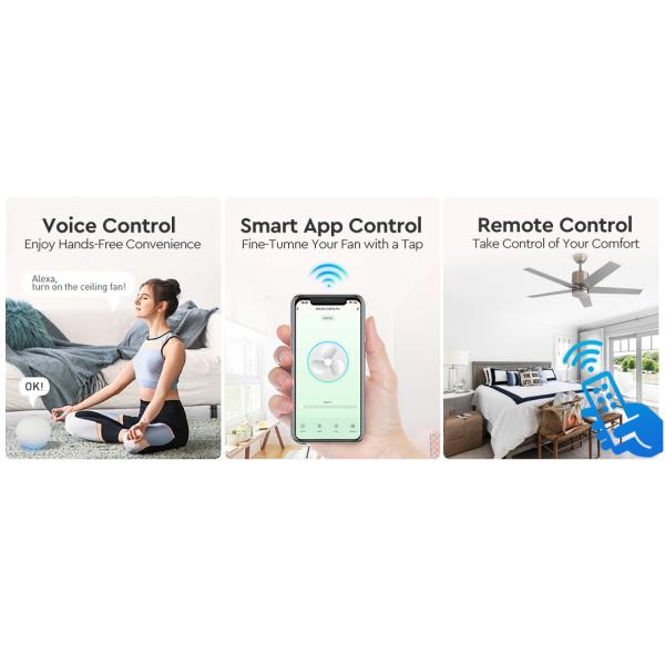 Satin Nickel Modern LED Ceiling Fan With 5 MDF Blade DC Motor Home Decorative