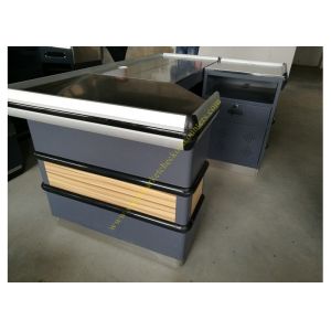 6 Feet Long Supermarket Checkout Counter , Wood And Steel Clothing Shop Cashier