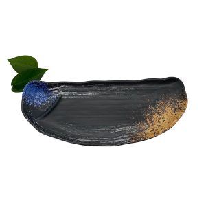 Galaxy Pattern Melamine Dinner Plate Half Moon Shape Dinnerware