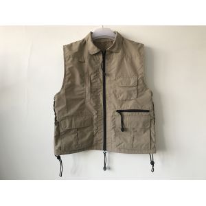 Quality Fishing vest 033 no hood in taslan fabric, khaki color, water proof, quick dry, S-3XL for sale