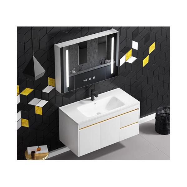 New White Design Bath Room Vanity Units Solid Surface Wash Basin Wooden Panel