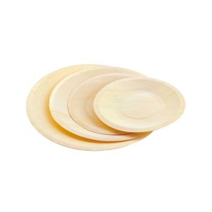 9 inch ODM Round Disposable Wood Plates Bulk Tableware For Barbecue Birthday