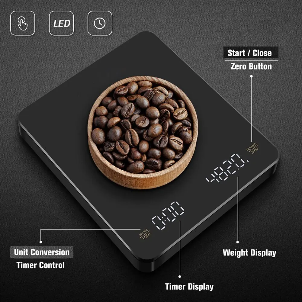 Multifunction Digital Food Scale Kitchen Coffee Scale with Battery Power Source Product size 14.3*20.7**3 cm