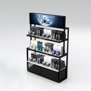 Black Middle Hall Side Display Cabinet Skincare Shop Display Furniture with
