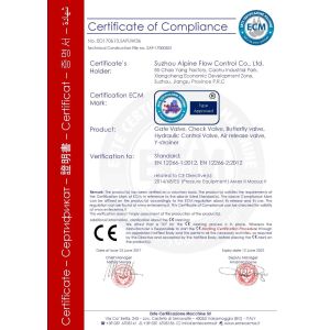 Suzhou Alpine Flow Control Co., Ltd Certifications