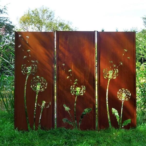 Buy Decorative Garden Laser Cut Corten Steel Panels Dandelion Patterns ISO9001 at wholesale prices