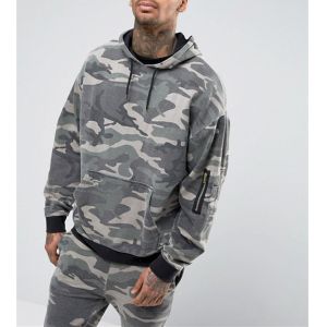 Washed Camo Printed Mens Sports Tracksuits With Hood Training & Jogging Wear