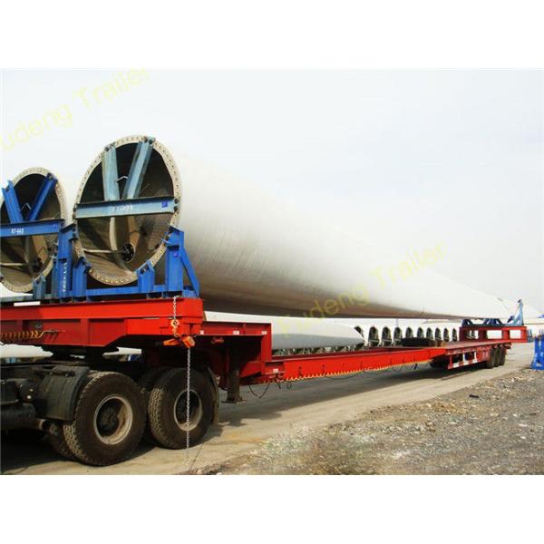 60 Ton Load Extendable Lowboy Semi Trailer , Wind Blade Transport Low Loader Trailer