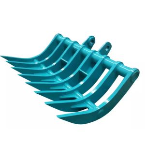 Black / Green Excavation Brush Rake With Sharp Tines - Standard Shape
