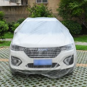 Disposable Car Covers，12.5 x 21.7ft Universal Clear Plastic Car Cover，Disposable