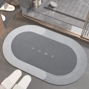 Printing Non-Slip Soft Diatomite Hotel Bathroom Floor Earth Mat Pad for Bathroom