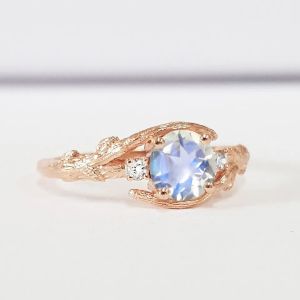 Rose Gold Hexagon Shaped Wedding Jewelry Moonstone Engagement Ring