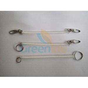 China Transparent Clear Color Light Weight Coil Extention Key Chain w/Custom OEM Different Hook/Buckle/Ring on sale