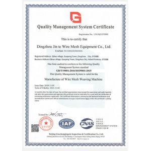 Dingzhou Jinte wire mesh equipment Co., Ltd Certifications