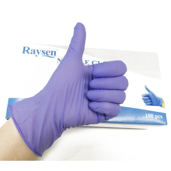 Puncture Resistant Nitrile Powder Free Gloves / Nitrile Medical Exam Gloves