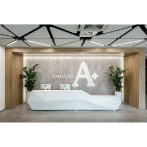 OEM Modern Solid Surface Reception Desk Joint Seamless Extremely Durable