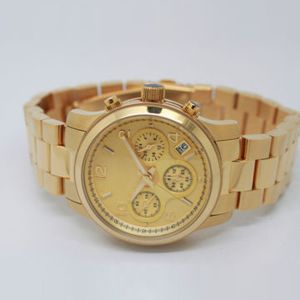Solid Bands Waterproof Stainless Steel Watches With Gold Plating