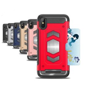 Quality Color Black Red Armor Fitted Case with Card Pocket Magnetic Car Mount For Samsung S9 S8 PLUS NOTE9 J3 2018 J400 J7 Prime for sale