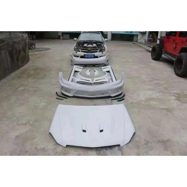 For Mercedes W204 C63 Body Kit W204 Upgraded Black Series Style Front and Rear Bumper Hood Widebody Kit