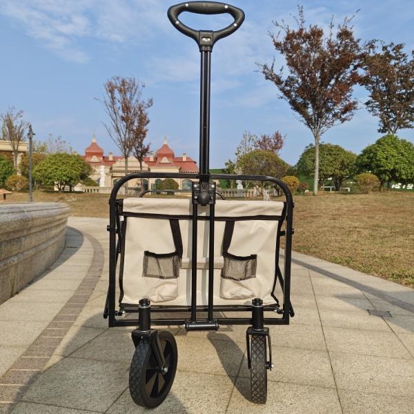 White Extended Four Wheel Camping Garden Folding Cart Hold Folding Table PVC Wheel