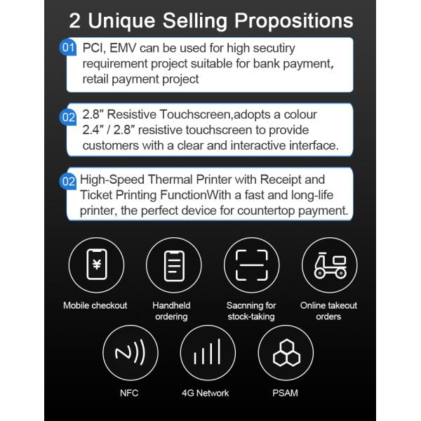 58mm Printer Android Smart POS Terminal Mobile NFC IC MSR 3.7V