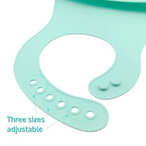 Non Toxic Soft Fancy Best Silicone Pinafore Drool Baby Bib with food crumb