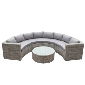 U Shape High Resilience Sponge Filling Poly Rattan Garden Sofa