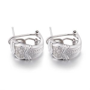 S925 Sterling Silver Cubic Zirconia Stud Earrings 2.78g 10mm