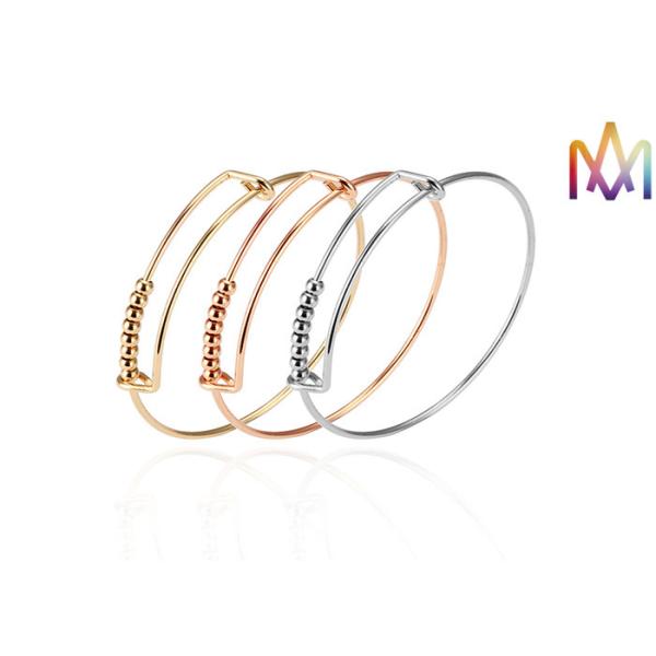 Buy SS304 Twisted Expandable Movable Bead Womens Engraved Bracelets at wholesale prices