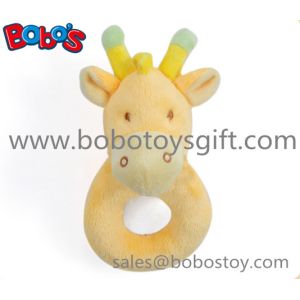 Quality 6&quot;Orange Giraffe Soft Ring Rattle Baby Toy for sale