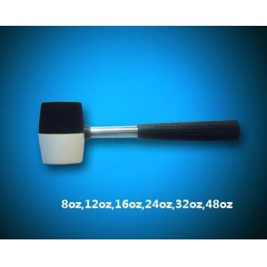 white and black rubber mallet hammer with steel handle