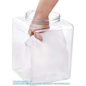 Plastic Jars, Plastic Gallon Containers With Lids, Large Square Plastic Food