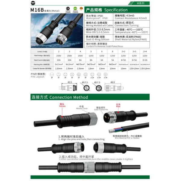 Metal Nut 8 Pin M16 8.5mm M Series Connector