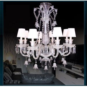 Silver Candle Crystal Chandelier Light With Lampshade （WH-CY-60)