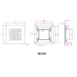 Access Control System IK07 Anti Vandal Stainless Steel Function Keypad