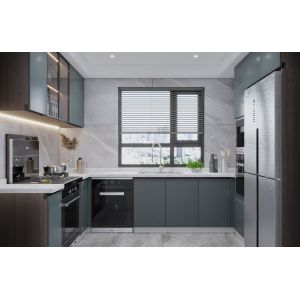 China Modular Kitchen Cabinets with Backsplash & Drawer Accessories on sale